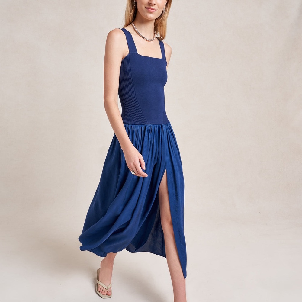 La Ligne Dress Henriette Linen Blend Midi Sz XS